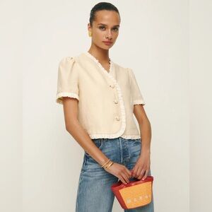 Reformation Cream Short Sleeve Top